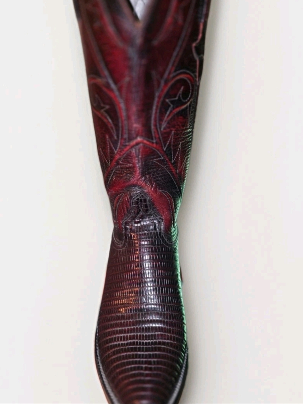 Lucchese Classics Black Cherry Teju Lizard Cowboy Boots USA Deadstock 6.5B - Picture 4 of 14